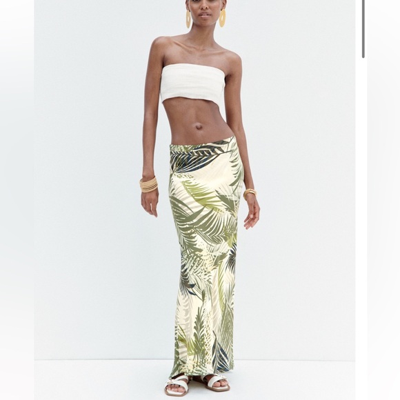ZARA TROPICAL PRINT MIDI SKIRT - Picture 2 of 8